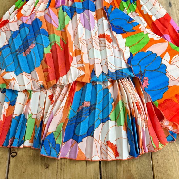 NWT Sam Edelman Retro‎ Multicolor Floral Plisse Sleeveless Midi Dress L - Picture 3 of 9